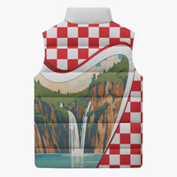 Plitvice Waterfall Hrvatska Scenery Sleeveless Puffer Jacket