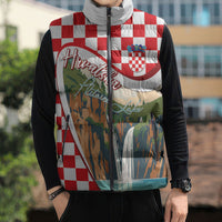 Plitvice Waterfall Hrvatska Scenery Sleeveless Puffer Jacket