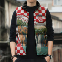 Plitvice Waterfall Hrvatska Scenery Sleeveless Puffer Jacket
