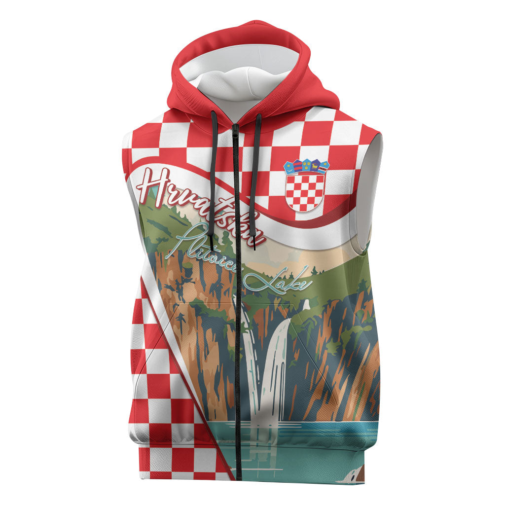 Plitvice Waterfall Hrvatska Scenery Sleeveless Zip Hoodie