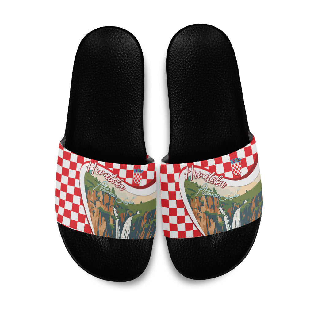 Plitvice Waterfall Hrvatska Scenery Slide Sandals
