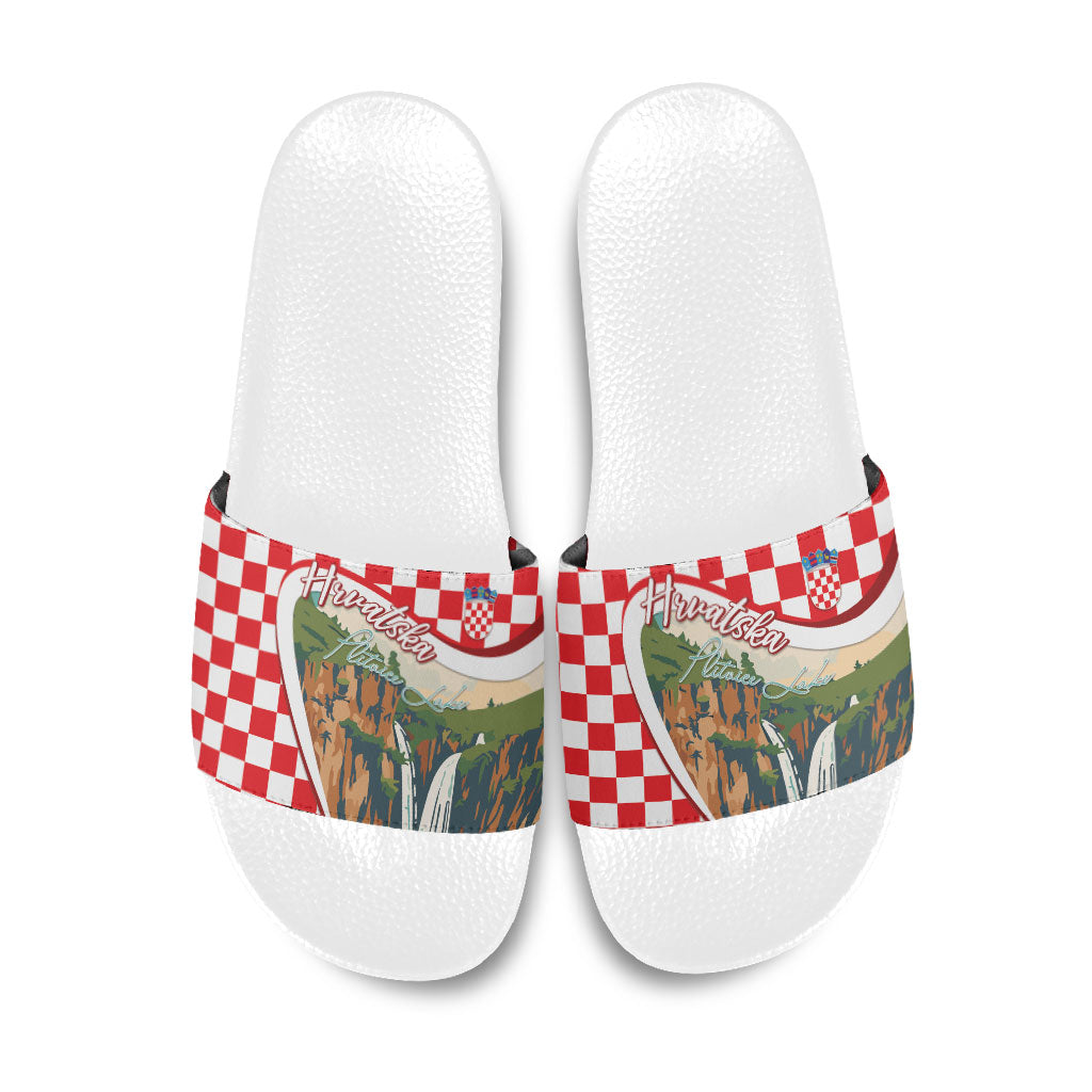 Plitvice Waterfall Hrvatska Scenery Slide Sandals