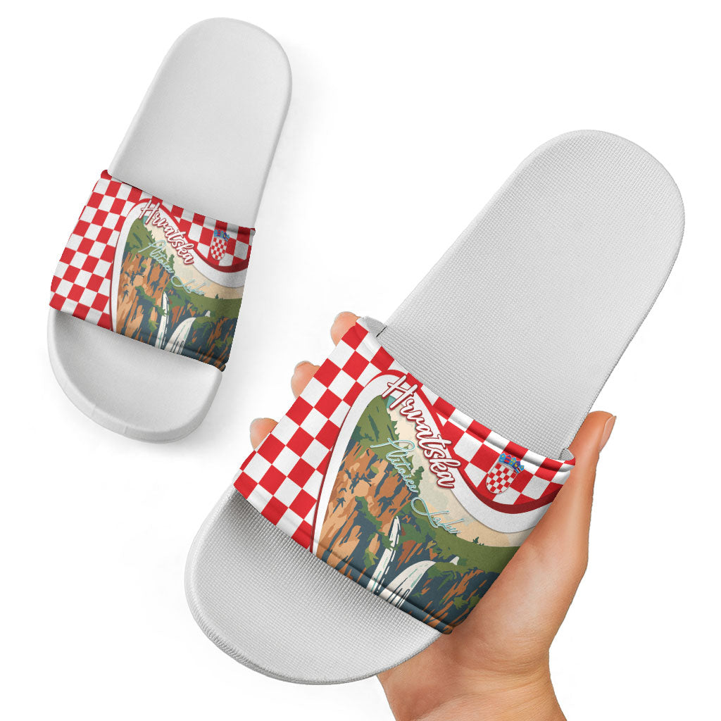 Plitvice Waterfall Hrvatska Scenery Slide Sandals