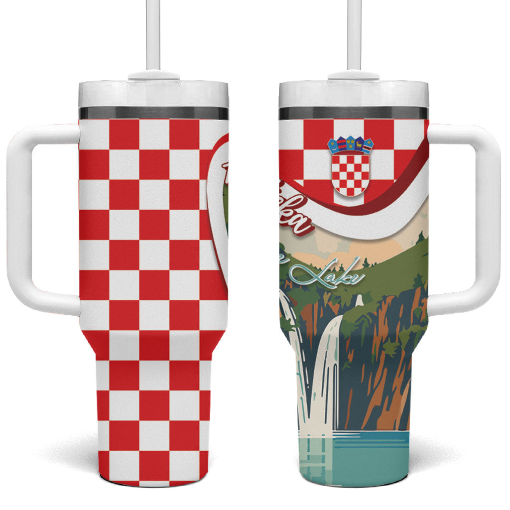 Plitvice Waterfall Hrvatska Scenery Tumbler With Handle