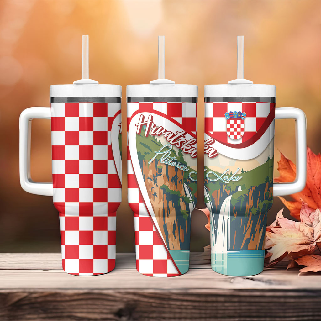 Plitvice Waterfall Hrvatska Scenery Tumbler With Handle