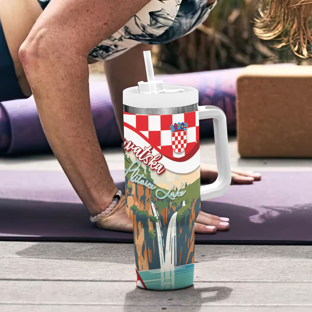 Plitvice Waterfall Hrvatska Scenery Tumbler With Handle