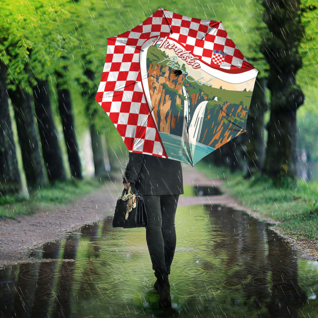 Plitvice Waterfall Hrvatska Scenery Umbrella