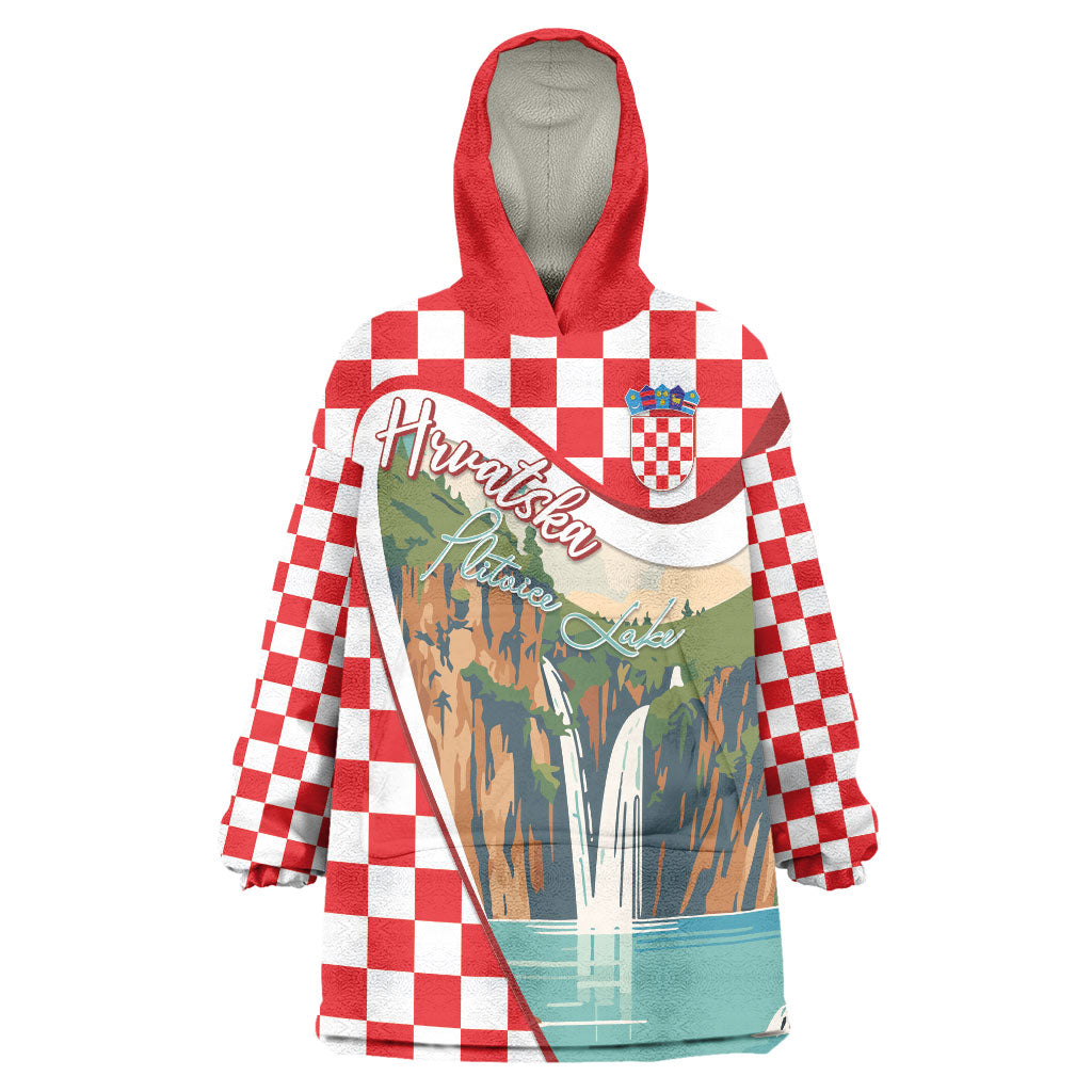 Plitvice Waterfall Hrvatska Scenery Wearable Blanket Hoodie