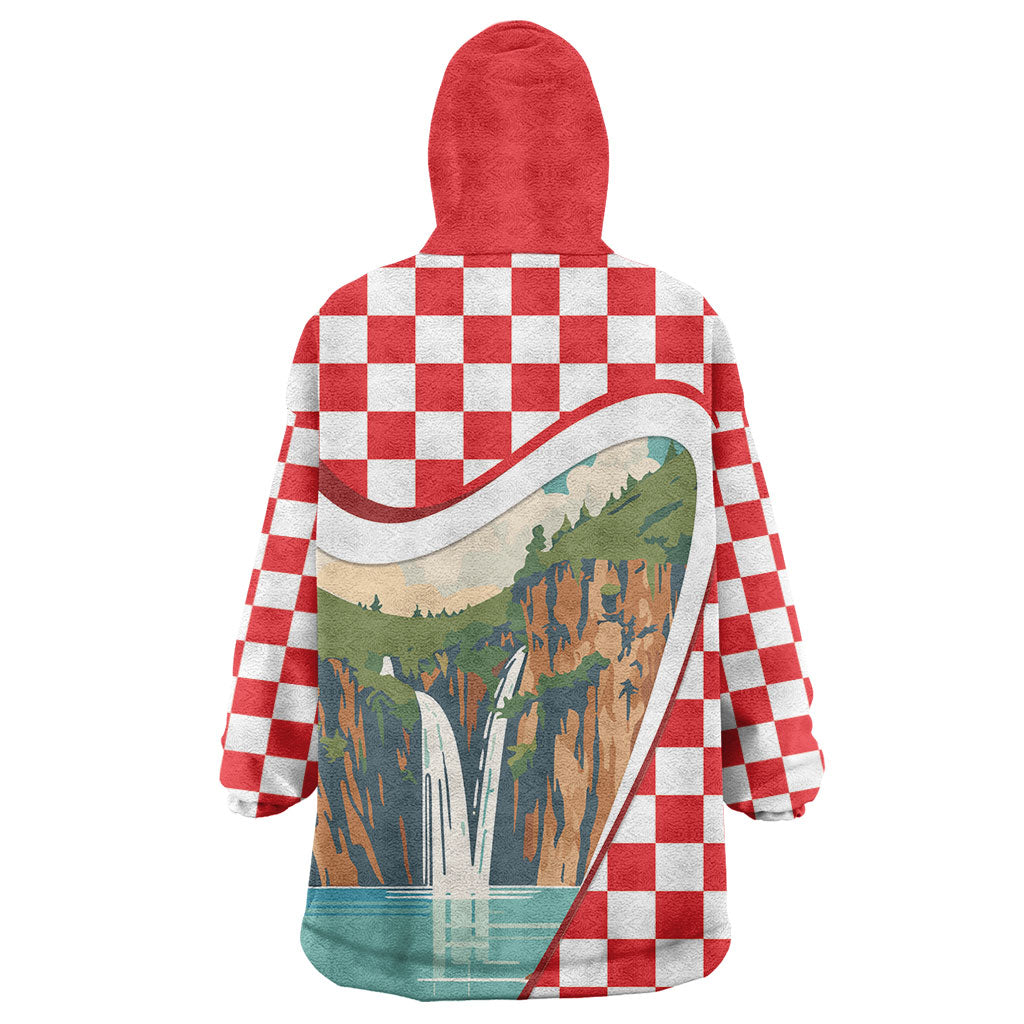 Plitvice Waterfall Hrvatska Scenery Wearable Blanket Hoodie