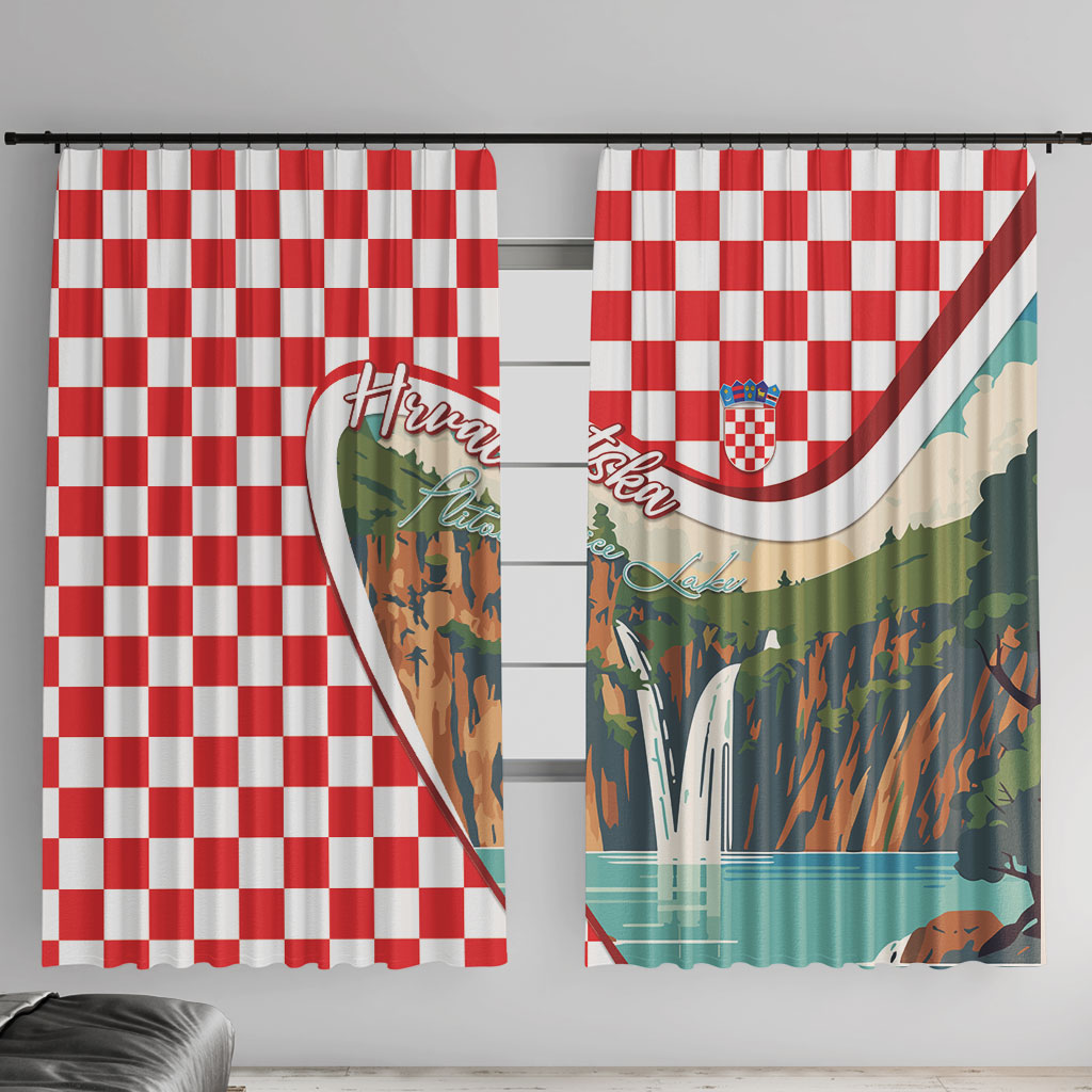 Plitvice Waterfall Hrvatska Scenery Window Curtain