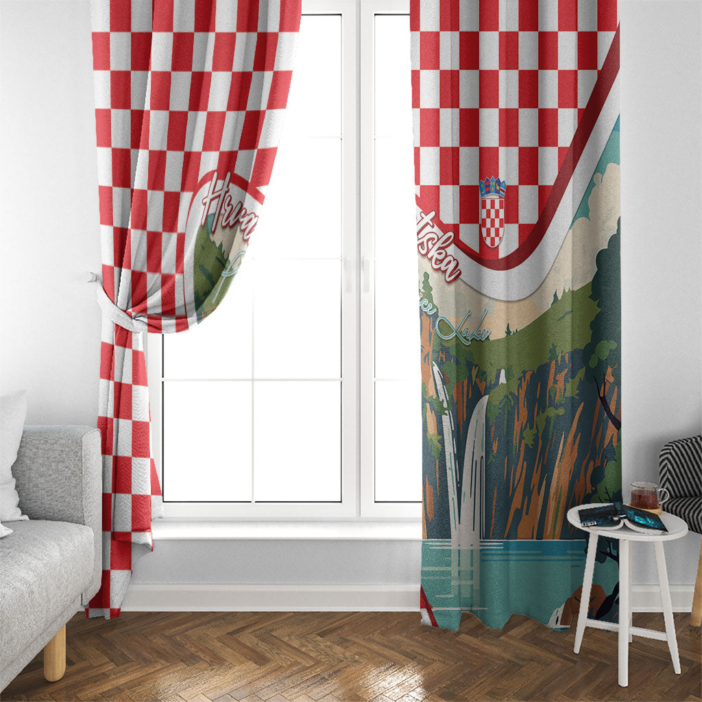 Plitvice Waterfall Hrvatska Scenery Window Curtain