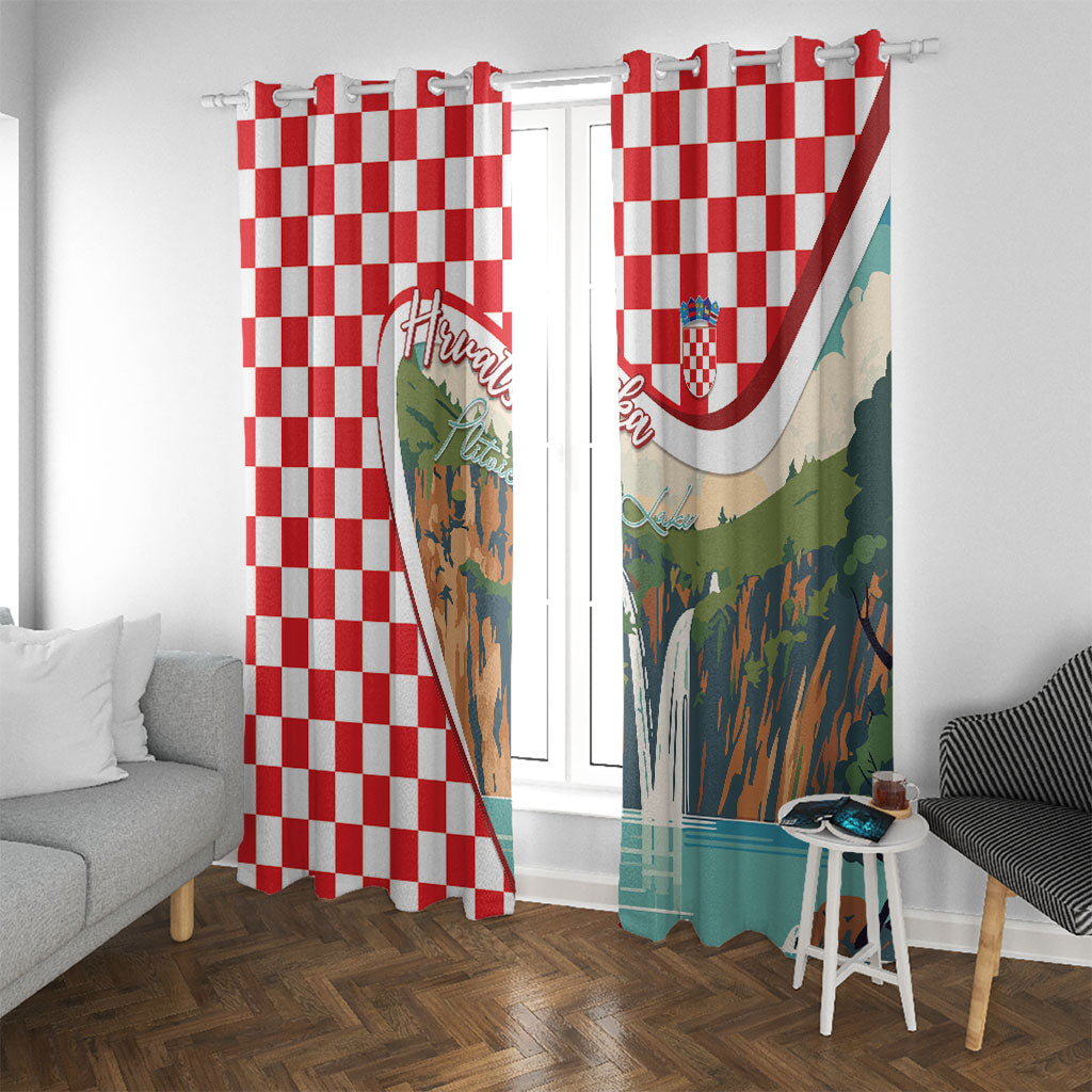 Plitvice Waterfall Hrvatska Scenery Window Curtain