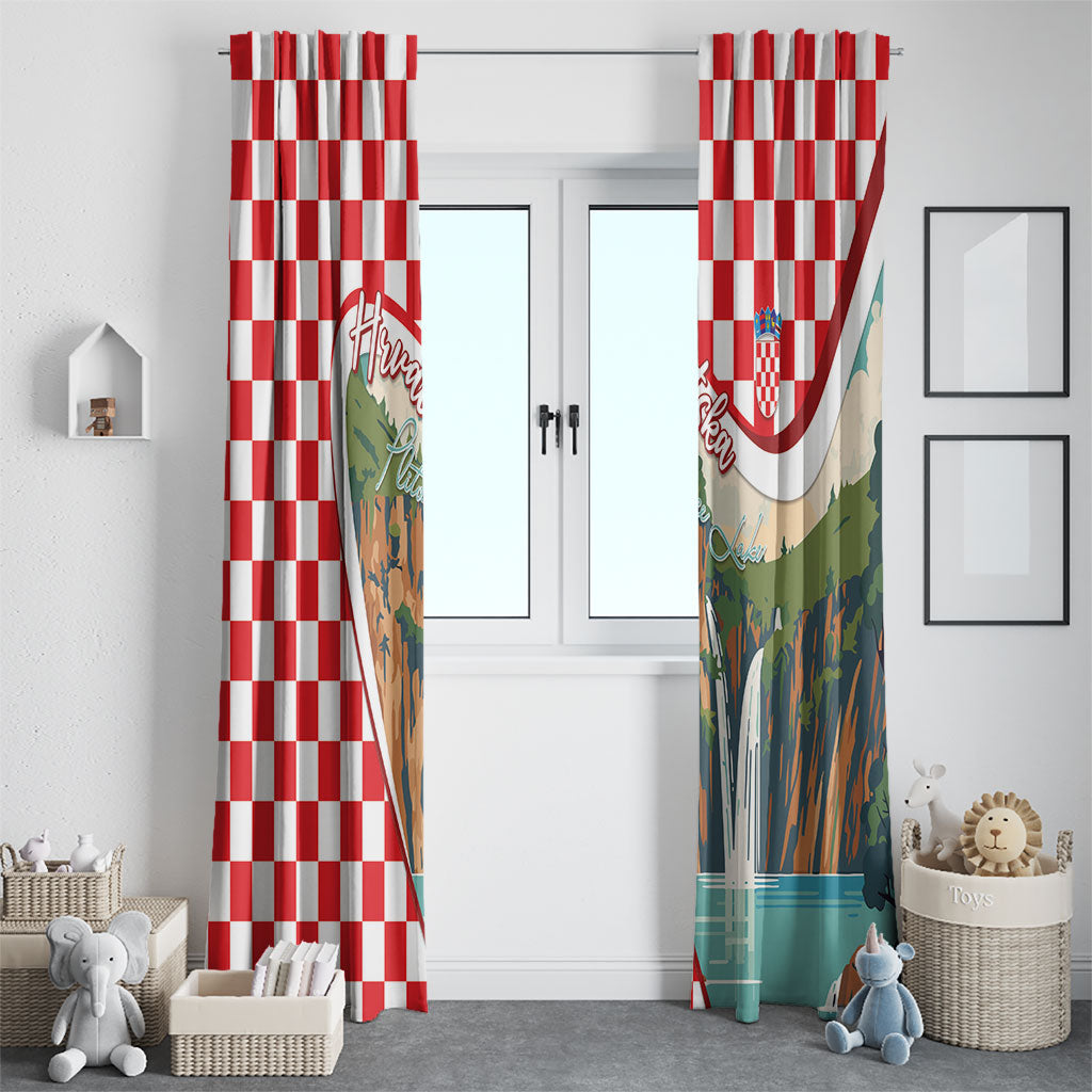 Plitvice Waterfall Hrvatska Scenery Window Curtain