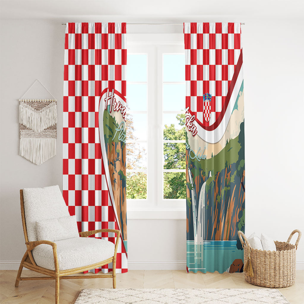 Plitvice Waterfall Hrvatska Scenery Window Curtain