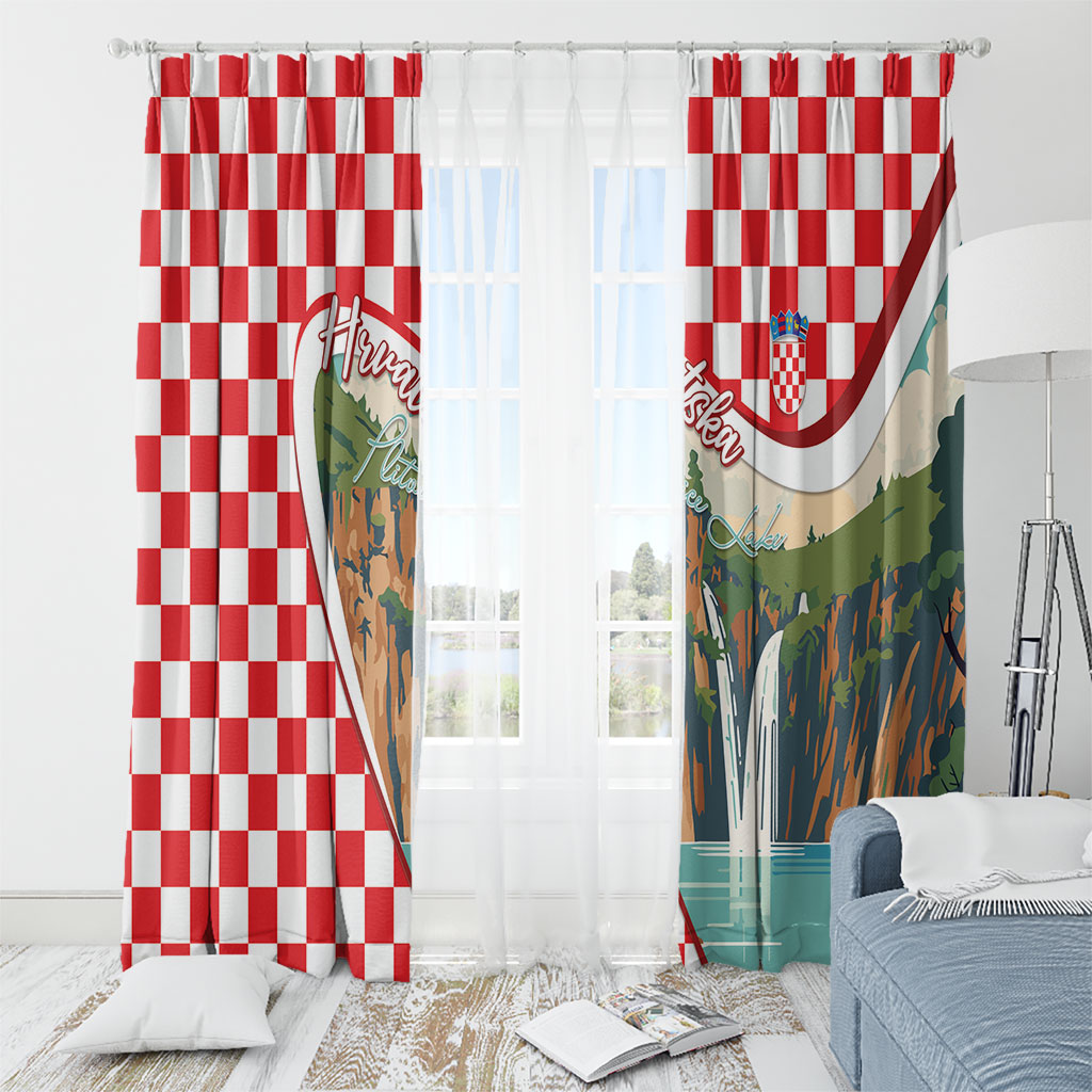 Plitvice Waterfall Hrvatska Scenery Window Curtain