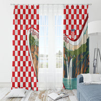 Plitvice Waterfall Hrvatska Scenery Window Curtain