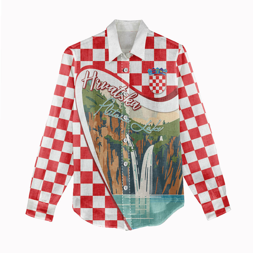 Plitvice Waterfall Hrvatska Scenery Women Casual Shirt