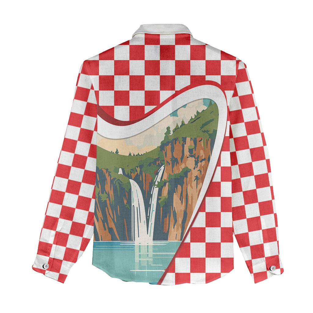 Plitvice Waterfall Hrvatska Scenery Women Casual Shirt