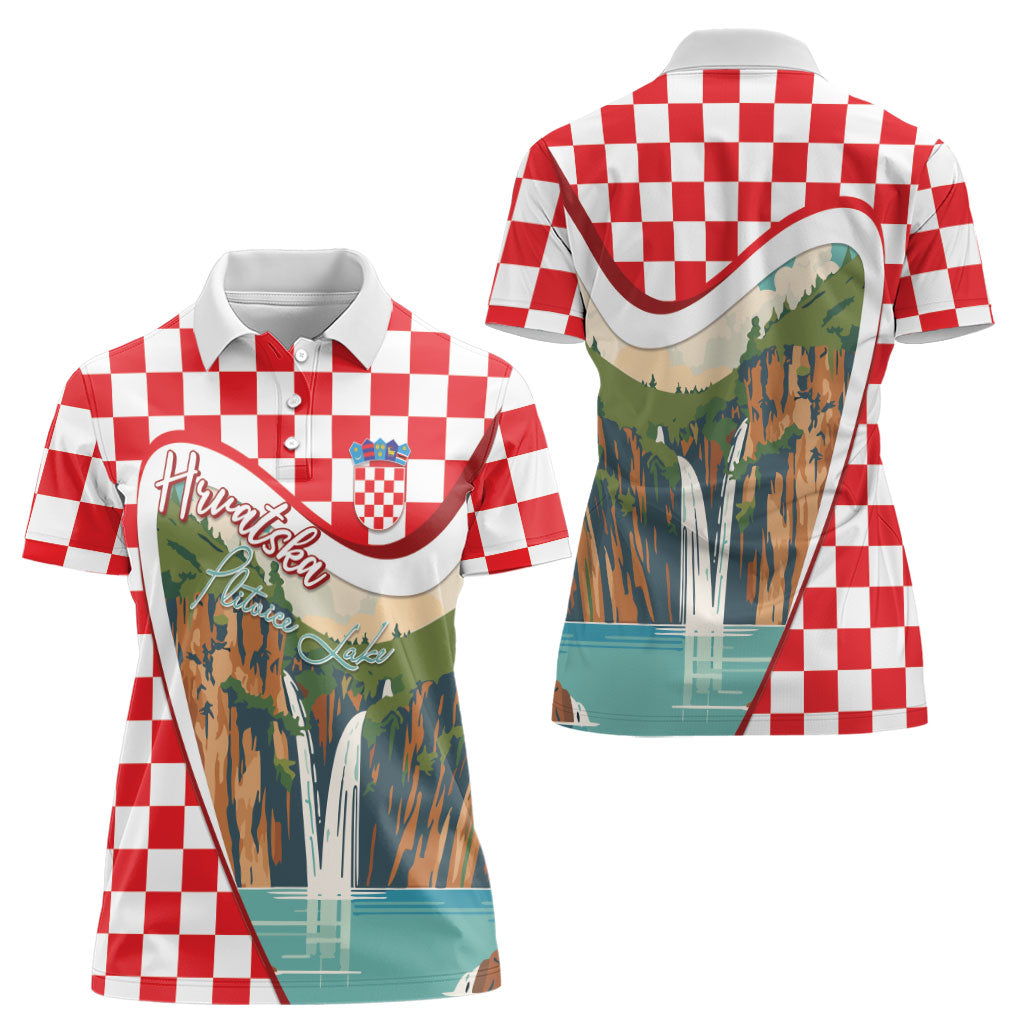 Plitvice Waterfall Hrvatska Scenery Women Polo Shirt