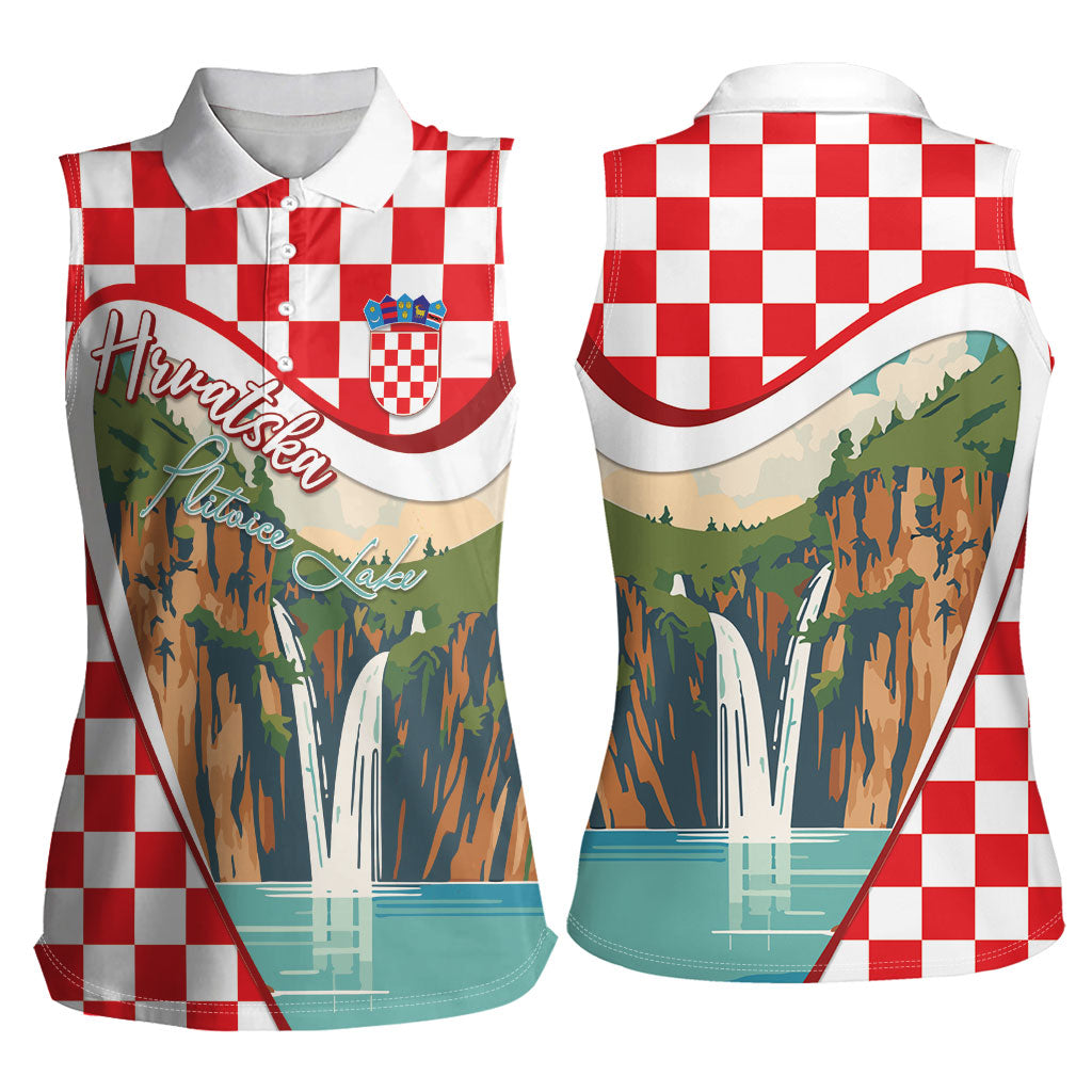 Plitvice Waterfall Hrvatska Scenery Women Sleeveless Polo Shirt
