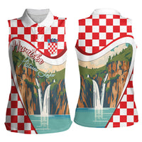 Plitvice Waterfall Hrvatska Scenery Women Sleeveless Polo Shirt