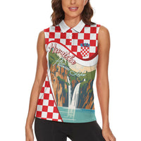 Plitvice Waterfall Hrvatska Scenery Women Sleeveless Polo Shirt
