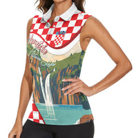 Plitvice Waterfall Hrvatska Scenery Women Sleeveless Polo Shirt