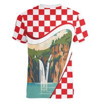 Plitvice Waterfall Hrvatska Scenery Women V-Neck T-Shirt