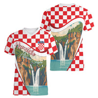 Plitvice Waterfall Hrvatska Scenery Women V-Neck T-Shirt