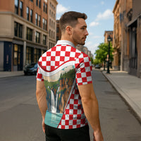 Plitvice Waterfall Hrvatska Scenery Zipper Polo Shirt