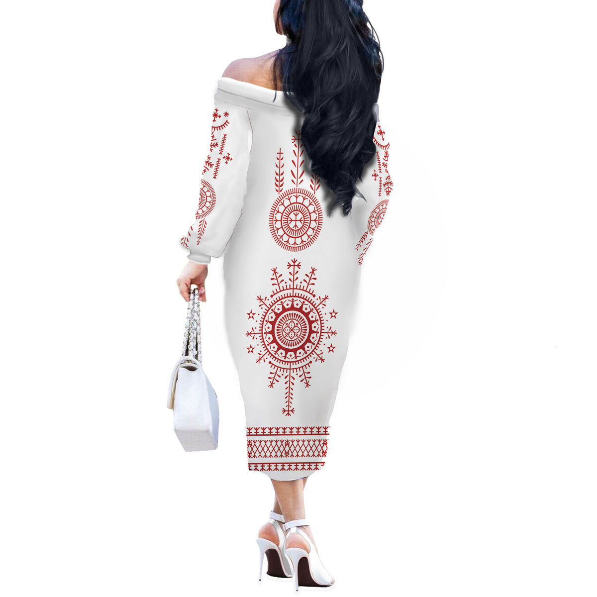Croatia Sicanje Tattoo Inspired Off The Shoulder Long Sleeve Dress The Kolo