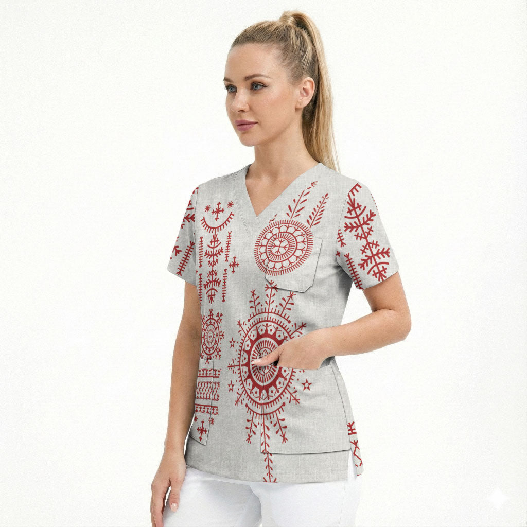 Croatia Sicanje Tattoo Inspired Scrub Top The Kolo