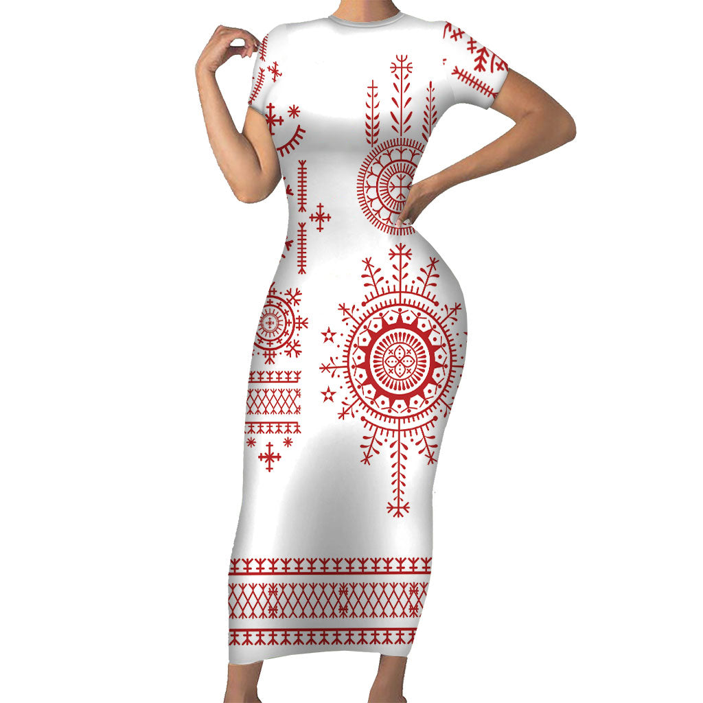 Croatia Sicanje Tattoo Inspired Short Sleeve Bodycon Dress The Kolo