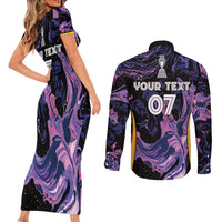 Colombia Football Custom Couples Matching Short Sleeve Bodycon Dress and Long Sleeve Button Shirt Cano Cristales Style - Todos Somos Campeon LT7 - Wonder Print Shop