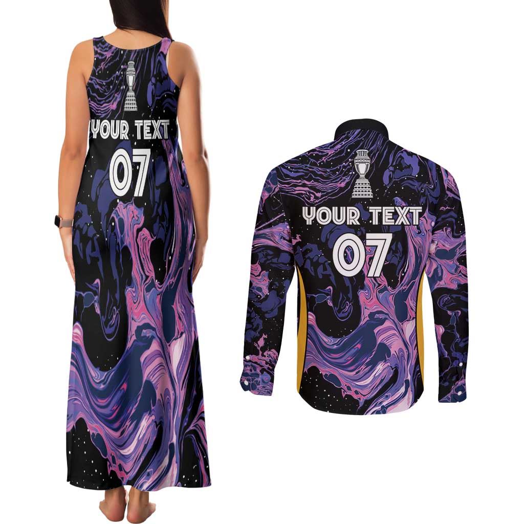 Colombia Football Custom Couples Matching Tank Maxi Dress and Long Sleeve Button Shirt Cano Cristales Style - Todos Somos Campeon LT7 - Wonder Print Shop