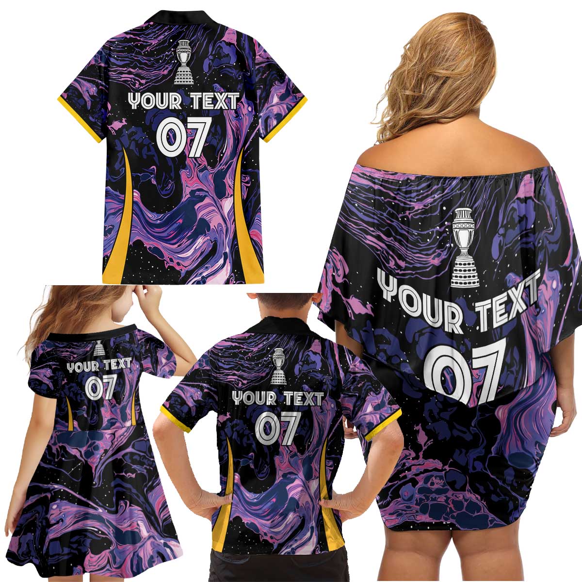 Colombia Football Custom Family Matching Off Shoulder Short Dress and Hawaiian Shirt Cano Cristales Style - Todos Somos Campeon LT7 - Wonder Print Shop