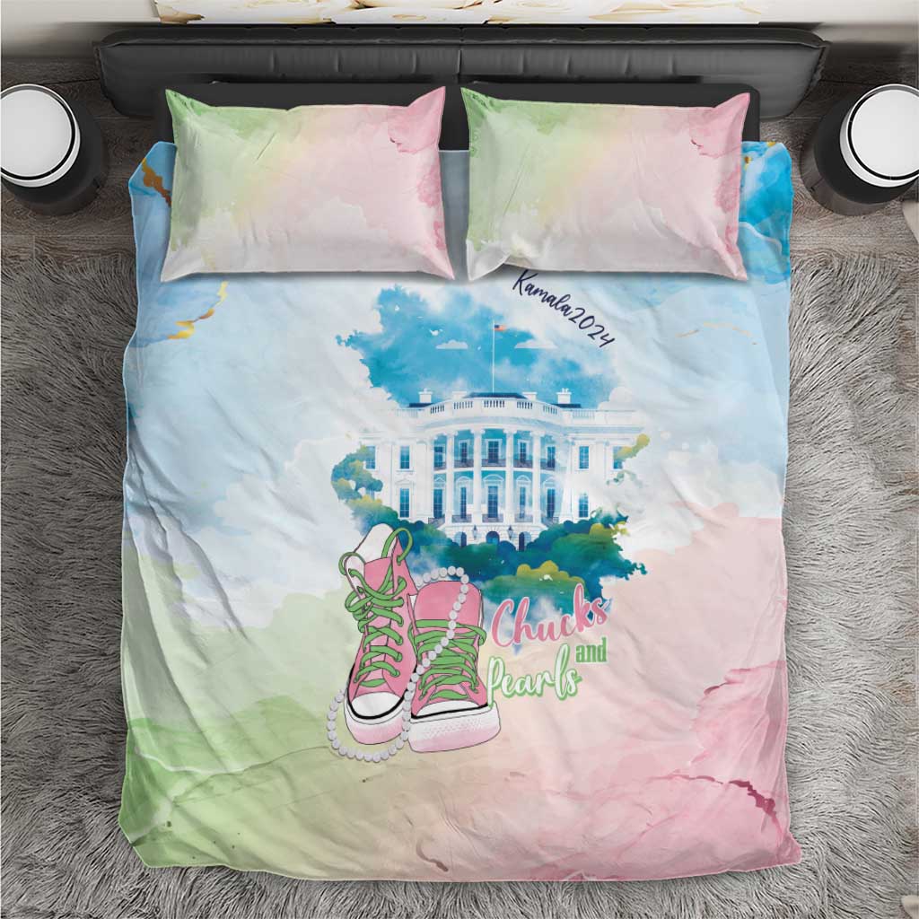 Chucks N Pearls 2024 Bedding Set Pink Green Rocking The World LT7 - Wonder Print Shop