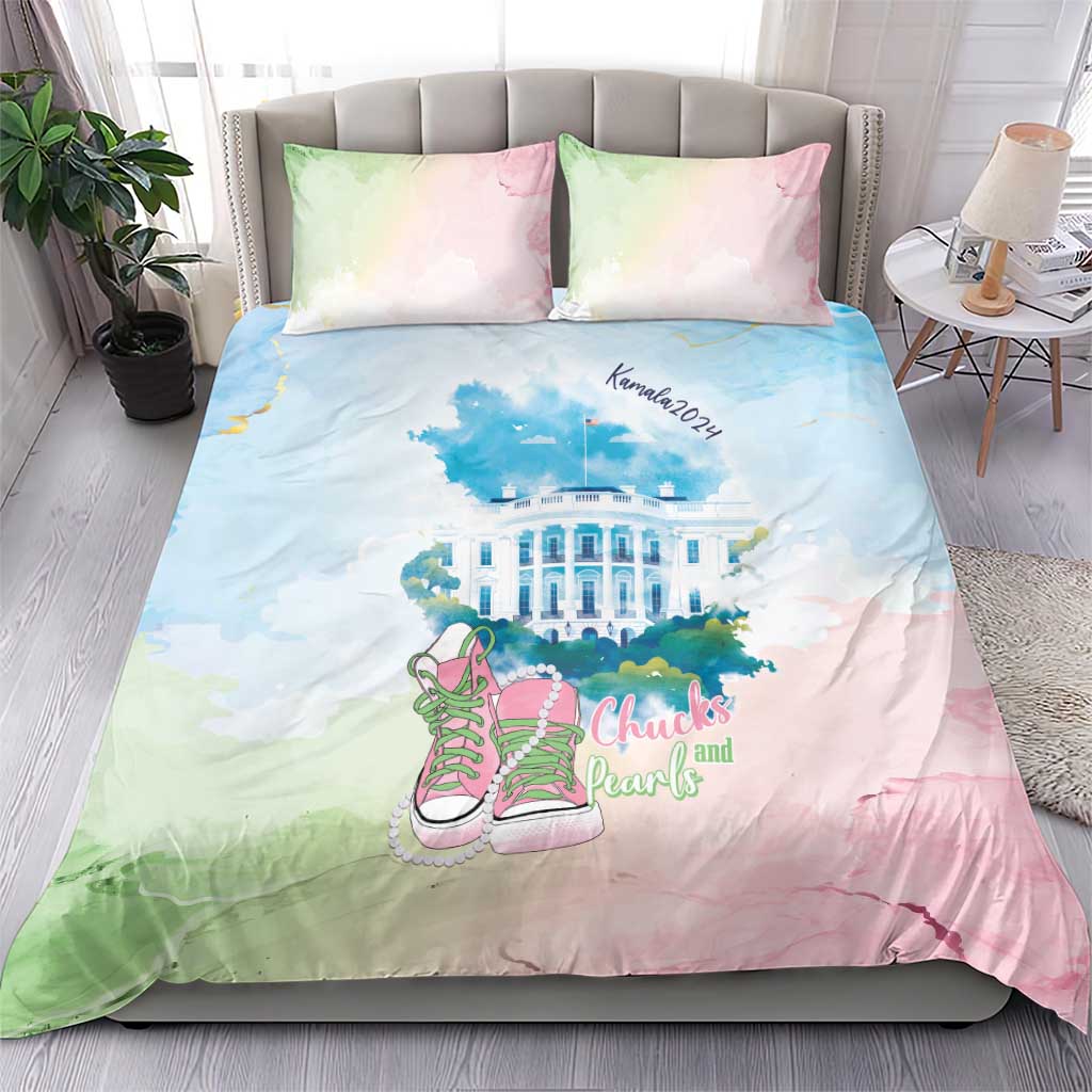 Chucks N Pearls 2024 Bedding Set Pink Green Rocking The World LT7 - Wonder Print Shop