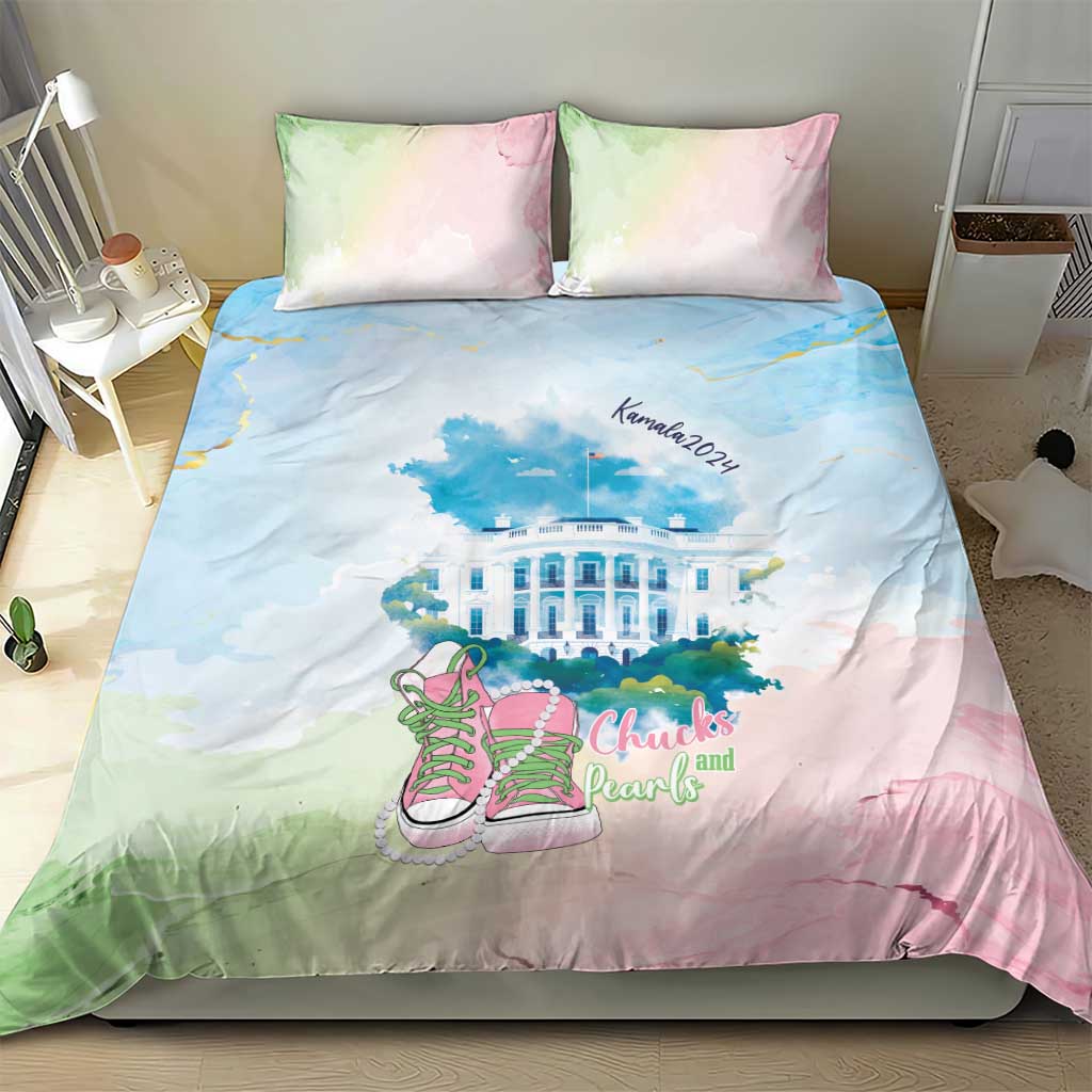 Chucks N Pearls 2024 Bedding Set Pink Green Rocking The World LT7 - Wonder Print Shop