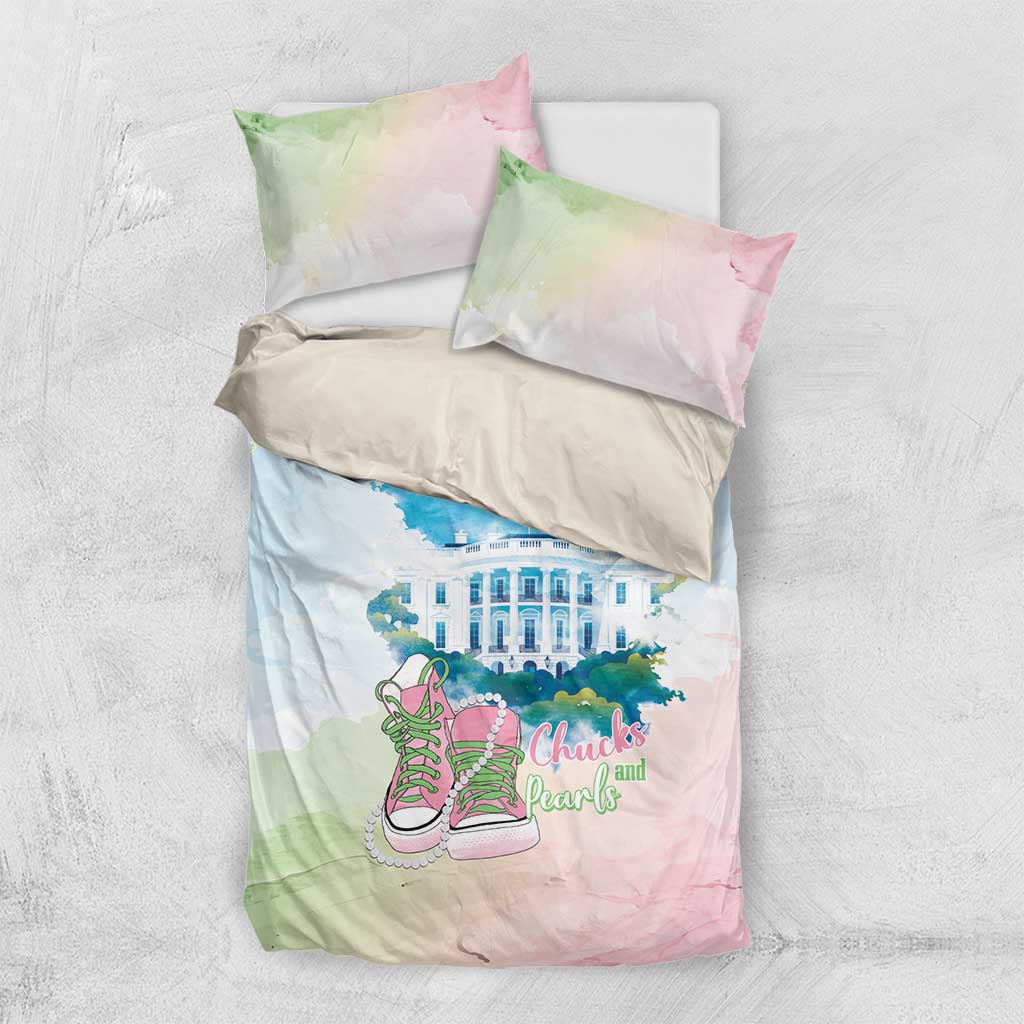 Chucks N Pearls 2024 Bedding Set Pink Green Rocking The World LT7 - Wonder Print Shop
