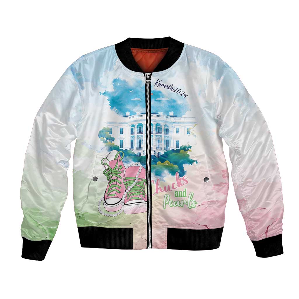 Chucks N Pearls 2024 Bomber Jacket Pink Green Rocking The World LT7 - Wonder Print Shop
