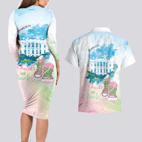Chucks N Pearls 2024 Couples Matching Long Sleeve Bodycon Dress and Hawaiian Shirt Pink Green Rocking The World LT7 - Wonder Print Shop