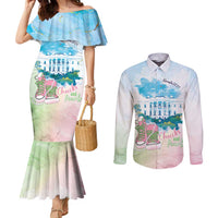 Chucks N Pearls 2024 Couples Matching Mermaid Dress and Long Sleeve Button Shirt Pink Green Rocking The World