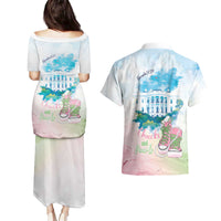 Chucks N Pearls 2024 Couples Matching Puletasi and Hawaiian Shirt Pink Green Rocking The World LT7 - Wonder Print Shop