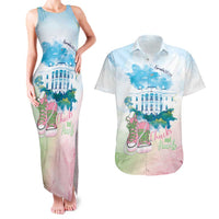 Chucks N Pearls 2024 Couples Matching Tank Maxi Dress and Hawaiian Shirt Pink Green Rocking The World LT7 - Wonder Print Shop