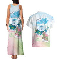 Chucks N Pearls 2024 Couples Matching Tank Maxi Dress and Hawaiian Shirt Pink Green Rocking The World LT7 - Wonder Print Shop