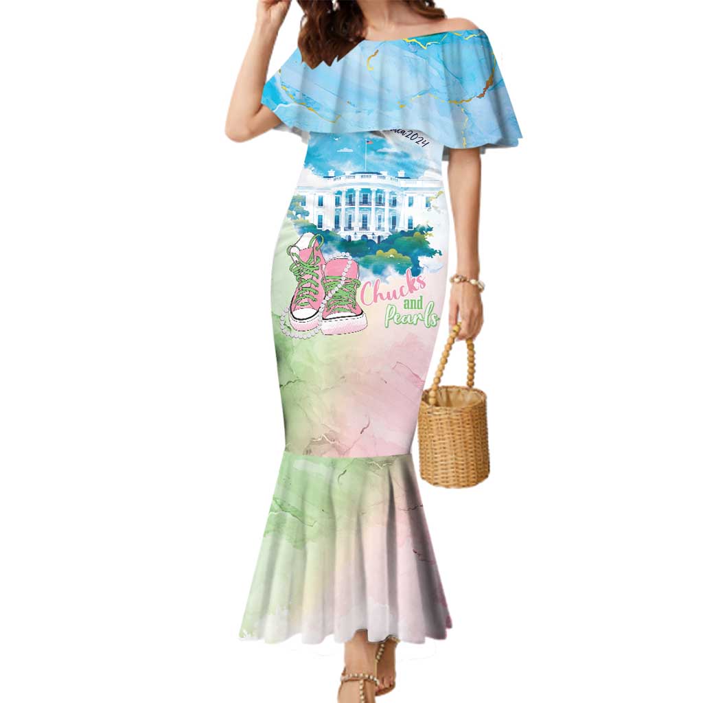 Chucks N Pearls 2024 Family Matching Mermaid Dress and Hawaiian Shirt Pink Green Rocking The World LT7 - Wonder Print Shop