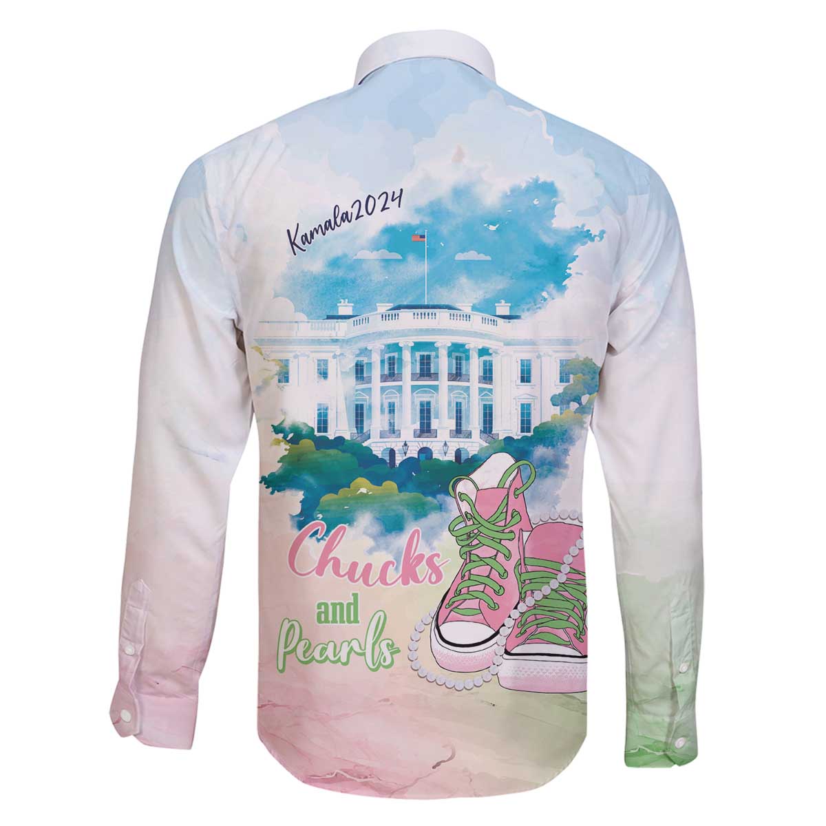 Chucks N Pearls 2024 Family Matching Off The Shoulder Long Sleeve Dress and Hawaiian Shirt Pink Green Rocking The World - Wonder Print Shop