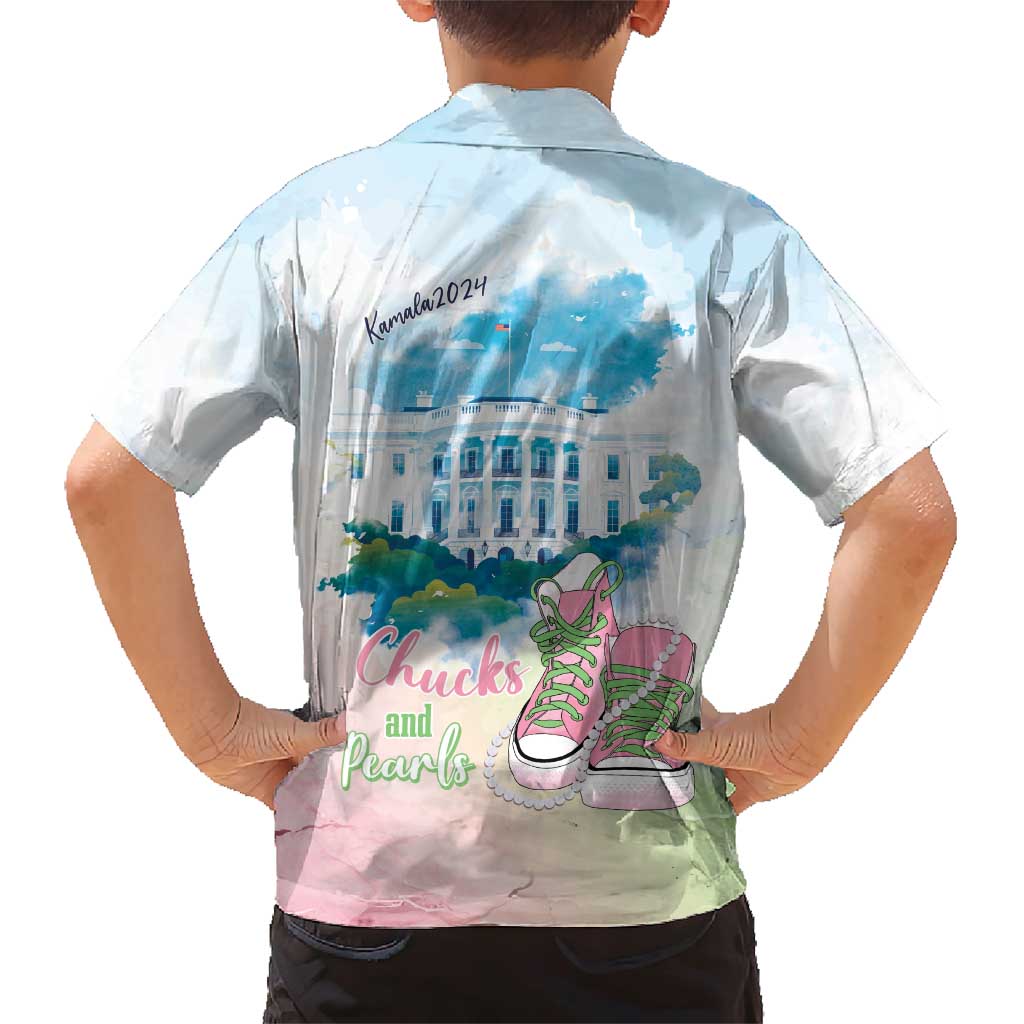 Chucks N Pearls 2024 Family Matching Short Sleeve Bodycon Dress and Hawaiian Shirt Pink Green Rocking The World - Wonder Print Shop