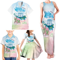 Chucks N Pearls 2024 Family Matching Tank Maxi Dress and Hawaiian Shirt Pink Green Rocking The World - Wonder Print Shop